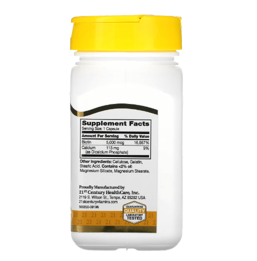 21 Century - Vitamina B7 5.000 MCG - 110 Cápsulas