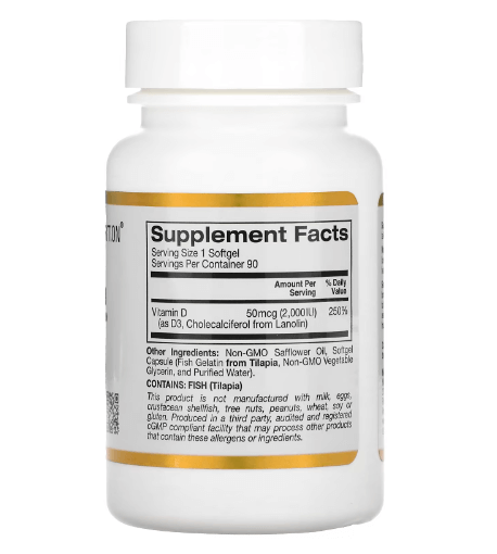 California Gold - Vitamin D3 2,000 IU - 90 Capsules