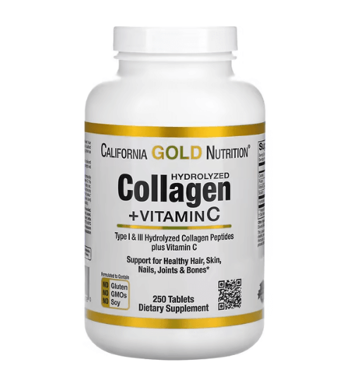 California Gold - Peptídeos Colágeno Hidrolisado + Vitamina C - 250 Comprimidos