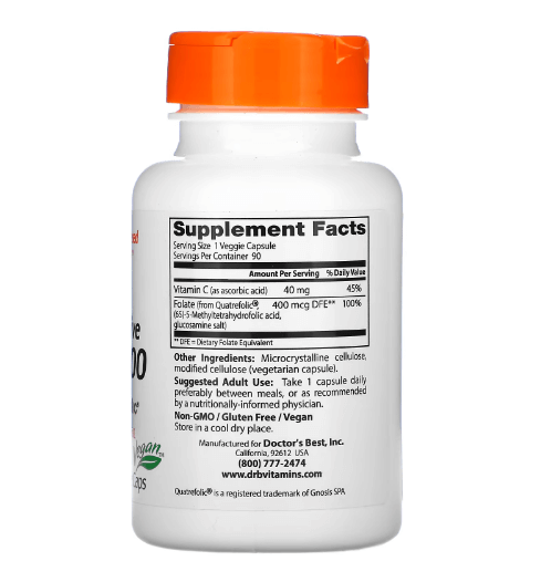 Doctor's Best - Vitamina B9 400 MCG - 90 Cápsulas