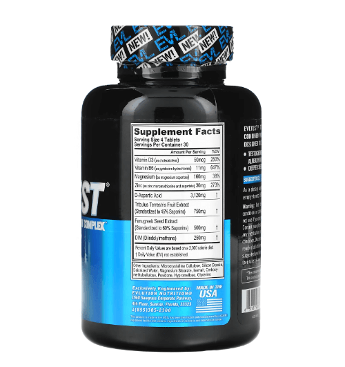 Evl Nutrition - Testosterona Complexo de Suporte - 120 Comprimidos