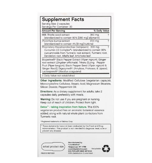 Futurebiotics - Detox Suporte Diário ao Fígado - 60 Cápsulas