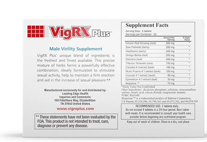 Suplement Facts - VigRX Plus - 60 Tables