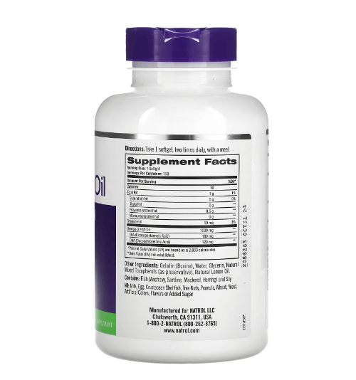 Natrol - Ômega 3 - 1000 MG Saúde Coração - 150  Cápsulas