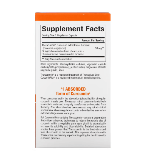 Natural Factors - Turmeric Rich and Improved Absorption Turmeric - 30 Capsules