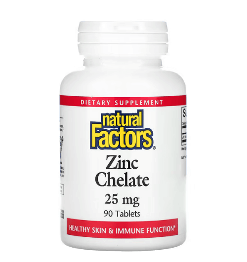 Natural Factors - Zinc Chelate 25 MG - 90 Tablets