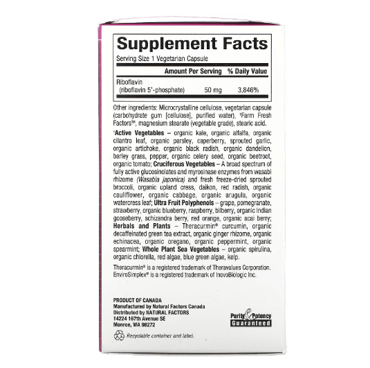 Natural Factors - Vitamina B2 50 MG - 30 Cápsulas