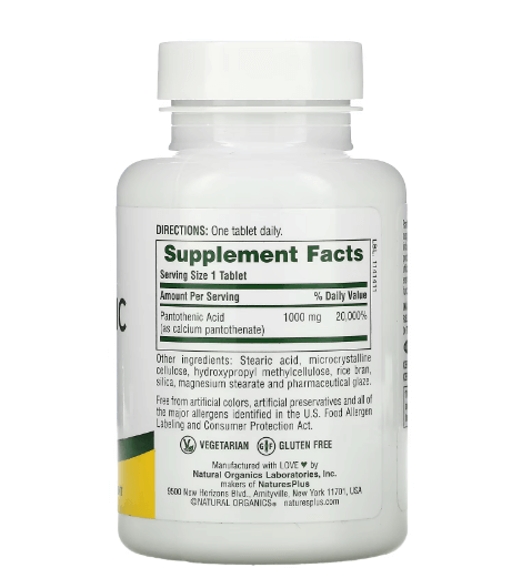 Nature's Plus - ビタミン B5 1,000 MG - 60 錠