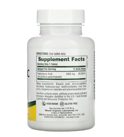 Nature's Plus - Vitamina B5 1.000 MG - 60 Comprimidos