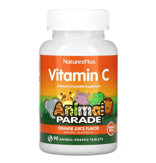 NaturesPlus - Vitamina C Infantil Sabor Laranja - 90  Comprimidos em Formato de Animais