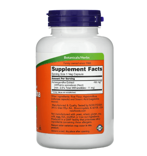 Now - Ashwagandha Standardized Extract 450 MG - 180 Capsules