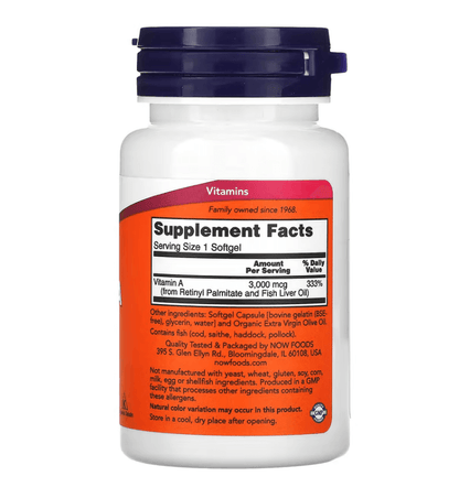 Now - Vitamin A 10,000 IU - 100 Softgels