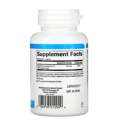 Natural Factors - VITAMINA K2 120 MCG - 60 Cápsulas