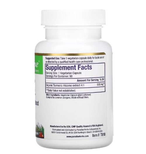 Paradise Herbs - Turmeric 500 MG - 90 Capsules