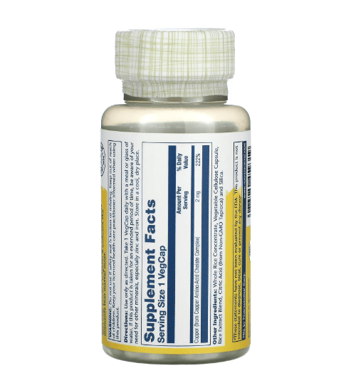 Solaray - Cobre 2 MG - 100 Cápsulas