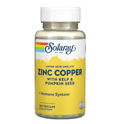 Solaray - Copper and Zinc with Seaweed &amp; Pumpkin Seed - 100 Capsules