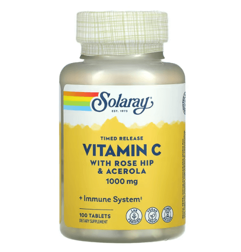 Solaray - Vitamin C 1000 MG with Rosehip and Acerola - 100 Tablets