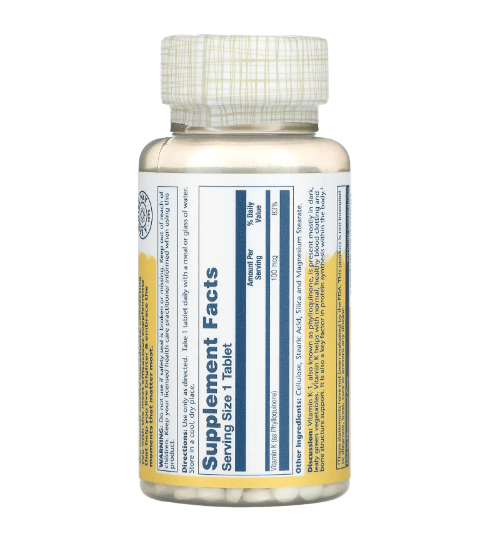 Solaray - Vitamin K 100 MCG - 100 Tablets