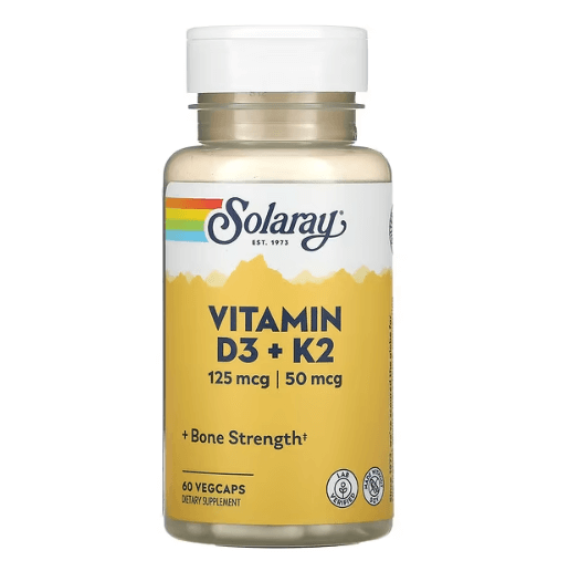 Solaray - Vitamins D3 + K12 - 60 Capsules