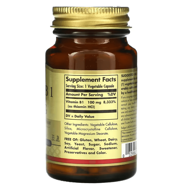 Solgar - Vitamin B1 100 MG -100 Vegetarian Capsules