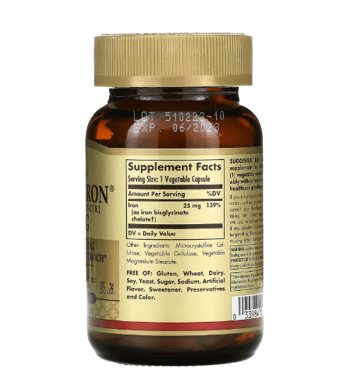 Solgar - Iron 25 MG - 90 Capsules