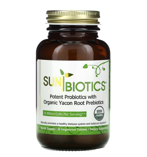 Sunbiotics - Probióticos Potentes c/ Raiz de Yacon - 30 Comprimidos