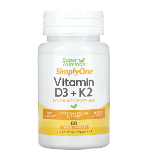 Super Nutrition - Vitamin D3 + K2 - 60 Capsules