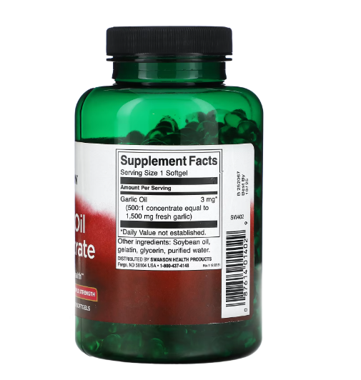 Swanson - Concentrated Garlic Oil 1500 MG - 500 Capsules